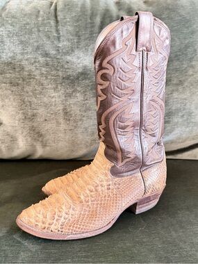 Exotic Justin Western Cowboy Boots Genuine Python Snake Skin Men’s 8.5 D